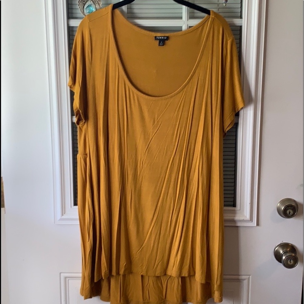 Torrid yellow babydoll short sleeve blouse